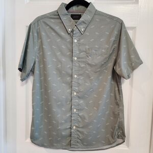 Jachs New York Gray Green Casual Button Down Shirt Mens Small